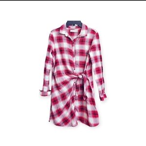 Zara Girls Plaid Flannel Dress Button-Down Shirt Dress Size 11-12